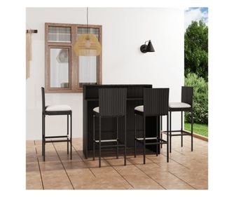 Σετ Μπαρ Κήπου 5 Τεμαχίων με Μαξιλάρια, Μαύρο