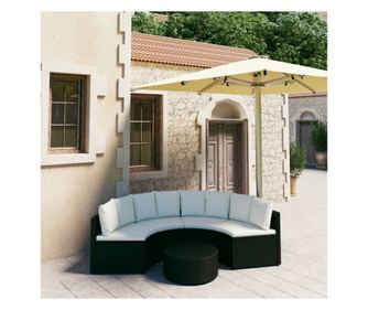 Vrtni namještaj s jastucima, 5 dijelova, crna, poliratan