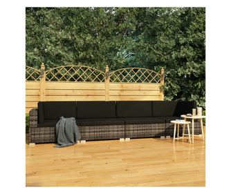 Set canapele de grădină cu perne, 4 piese, gri, poliratan