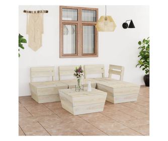 Set mobilier paleți pentru grădină 5 piese lemn molid tratat