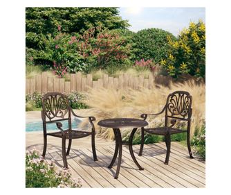 Set mobilier bistro, 3 piese, bronz, aluminiu turnat