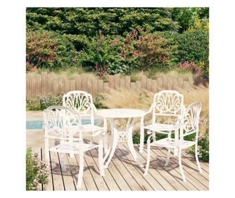 5-dijelni bistro set od lijevanog aluminija bijeli