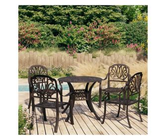 5-dijelni bistro set od lijevanog aluminija brončani