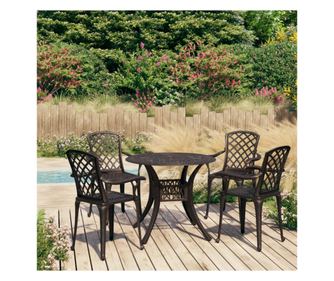 5-dijelni bistro set od lijevanog aluminija brončani