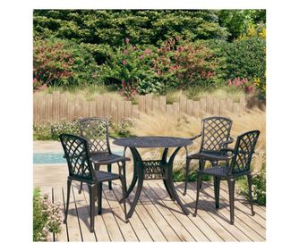 5-dijelni bistro set od lijevanog aluminija crni