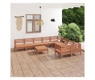 Vrtni namještaj, 10 dijelova, medeno smeđa, masivno borovo drvo