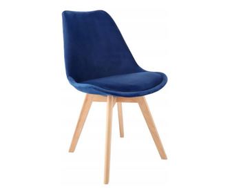 Scaun bucatarie/living, lemn, catifea, albastru, 49x60x82 cm, Bari