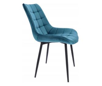 Scaun bucatarie/living, Jumi, Misty, catifea, metal, albastru, 53x63x83 cm