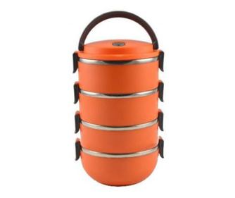 Recipiente pentru transport mancare, plastic, set 4 buc, portocaliu, 4x500 ml, Perfect Home
