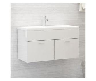 Ormarić za umivaonik visoki sjaj bijeli 90x38,5x46 cm iverica