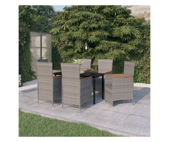 Set mobilier pentru grădină cu perne, 7 piese, gri