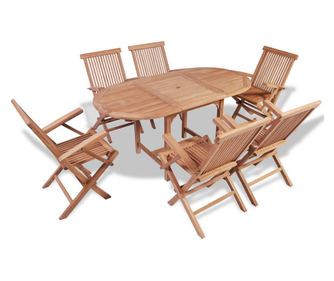 Vanjski set namještaja, 7 dijelova, masivno tikovo drvo