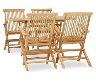 Vanjski set namještaja, 5 dijelova, masivno tikovo drvo