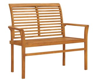 Vrtna klupa sa smeđe-sivim jastukom 112 cm od masivne tikovine