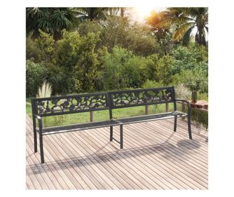 fekete acél kerti dupla pad 125 cm