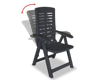 Podesive vrtne stolice 6 kom plastične antracit