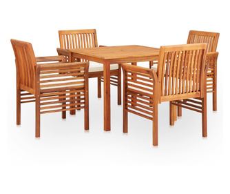 Градински трапезен комплект с възглавници 5 части акация масив