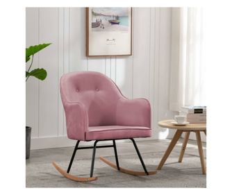 Stolica za ljuljanje ružičasta baršunasta