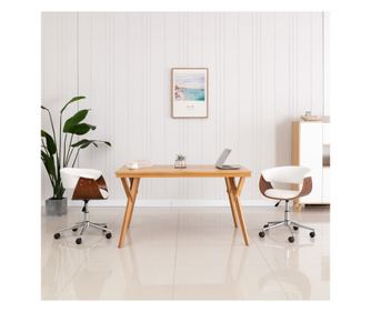 Kuhinjski stol, bel, oblikovan les in ekološka usnja