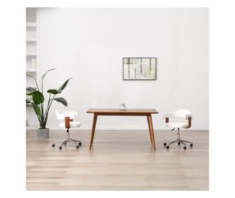 Kuhinjski stol, bel, oblikovan les in ekološka usnja