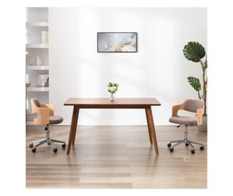 Vrtljiv jedilni stol taupe ukrivljen les in blago