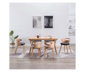 Stolice za blagovaonicu 6 kom. crne savijeno drvo & umjetna koža