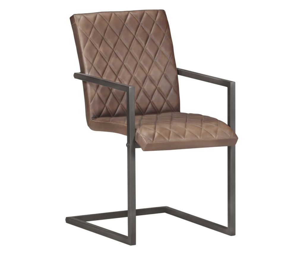 Scaune De Masă Tip Consolă 4 Buc. Maro, Piele Naturală