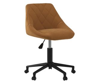 Vrteči jedilni stol, rjav, žamet