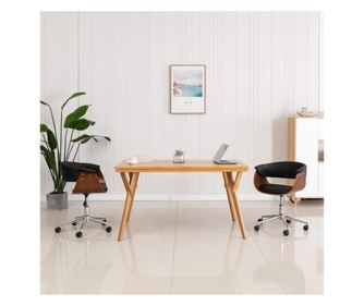 Zakretne kuhinjske stolice, 2 kom., crne, umjetna koža