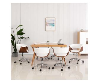 Kuhinjski stolčki s pivotiranjem, 6 kosov, bela, ekološka usnja