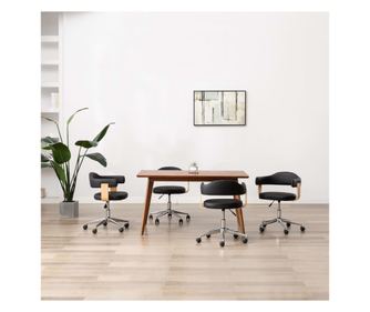 Vrtljivi jedilni stoli 4 kosi črno umetno usnje