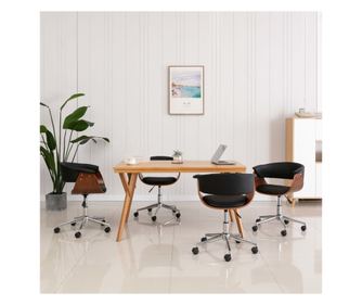 Vrtljivi jedilni stoli 4 kosi črno umetno usnje