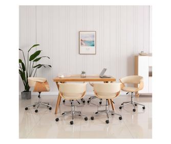 Zakretne kuhinjske stolice, 6 kom., krem, umjetna koža