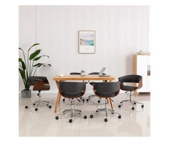 Vrtljivi jedilni stoli 6 kosov sivo blago