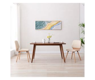 Jedilni stoli 2 kosa krem umetno usnje