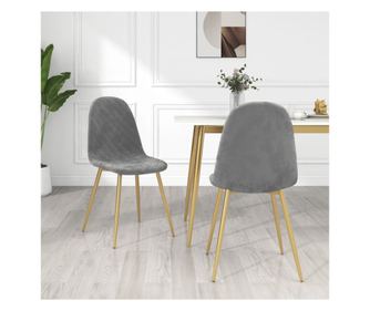 Jedilni stoli 2 kosa svetlo siv žamet