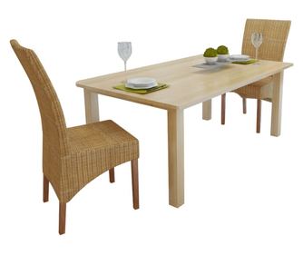 Jedilni stoli 2 kosa rjavi naravni ratan