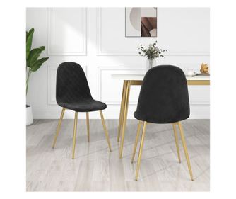 Jedilni stoli 2 kosa črn žamet