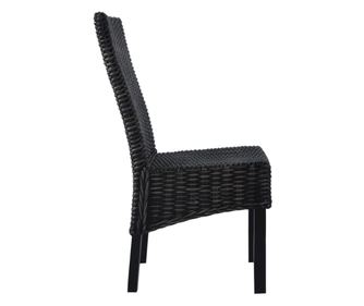 Jedilni stoli 2 kosa črni Kubu ratan in mangov les