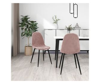 Blagovaonske stolice 2 kom ružičaste baršunaste
