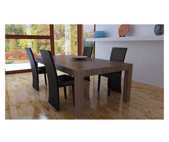 Jedilni stoli 4 kosi temno rjavo umetno usnje