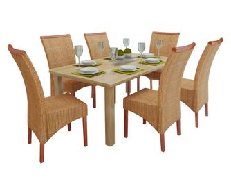 Jedilni stoli 6 kosov rjavi naravni ratan