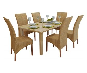 Jedilni stoli 6 kosov rjavi naravni ratan