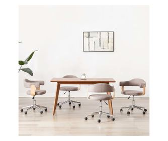 Vrtljivi jedilni stoli 4 kosi taupe ukrivljen les in blago