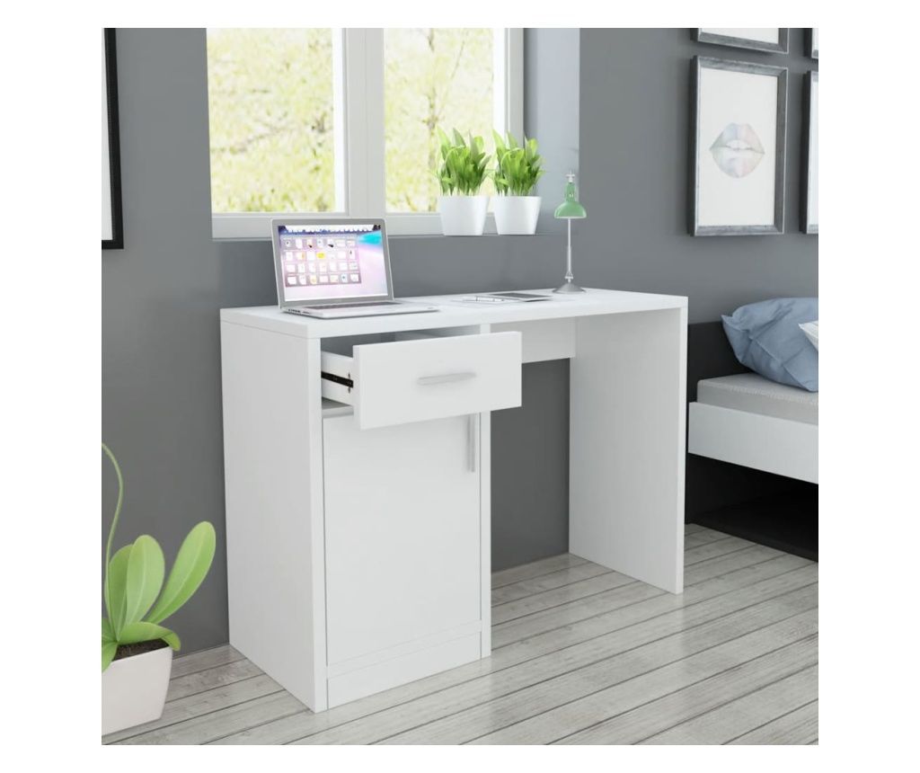 VidaXL Stol s ladicom i ormarićem Bijeli 100x40x73 cm 