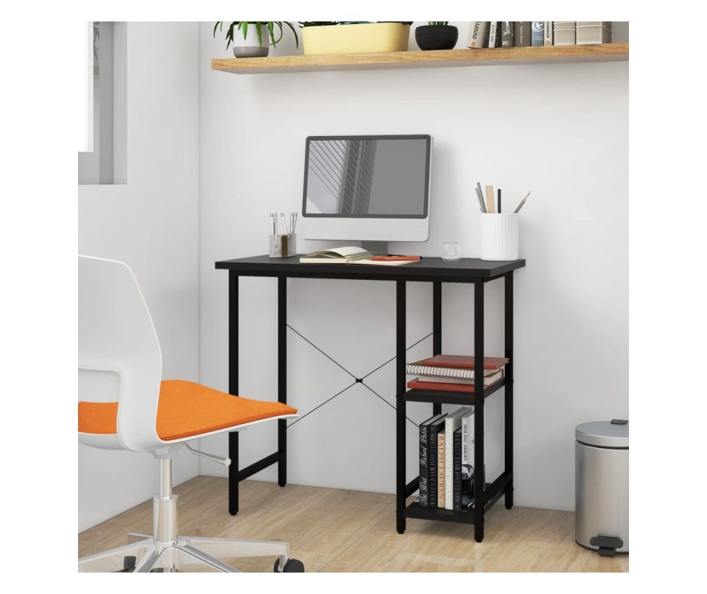Computer Desk, Black, 80x40x72 cm, MDF and Metal