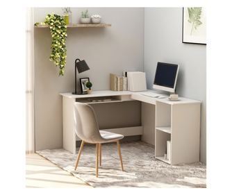 Birou de colt in forma de L, alb, 120 x 140 x 75 cm, PAL