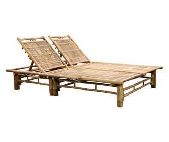 2-местен шезлонг с шалтета, бамбук