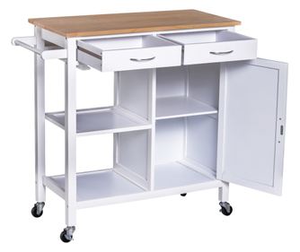 Homcom Carucior De Bucatarie Clasic 2 Sertare In Lemn 88.5x40x86cm