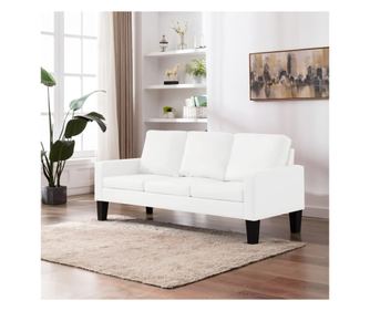 Pohovka pro 3 osoby, bílá, ekologická kůže